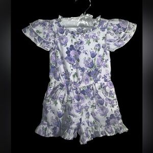 Janie and Jack The Petal Perfect Romper Girls 3T Viola Floral Easter Cotton
